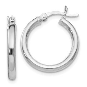 2.5mm Polished Sterling Silver Round Hoop Earrings, 17mm (5/8 in)